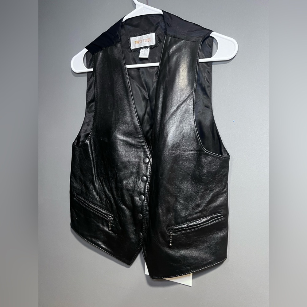 First Issue Black Leather Vest